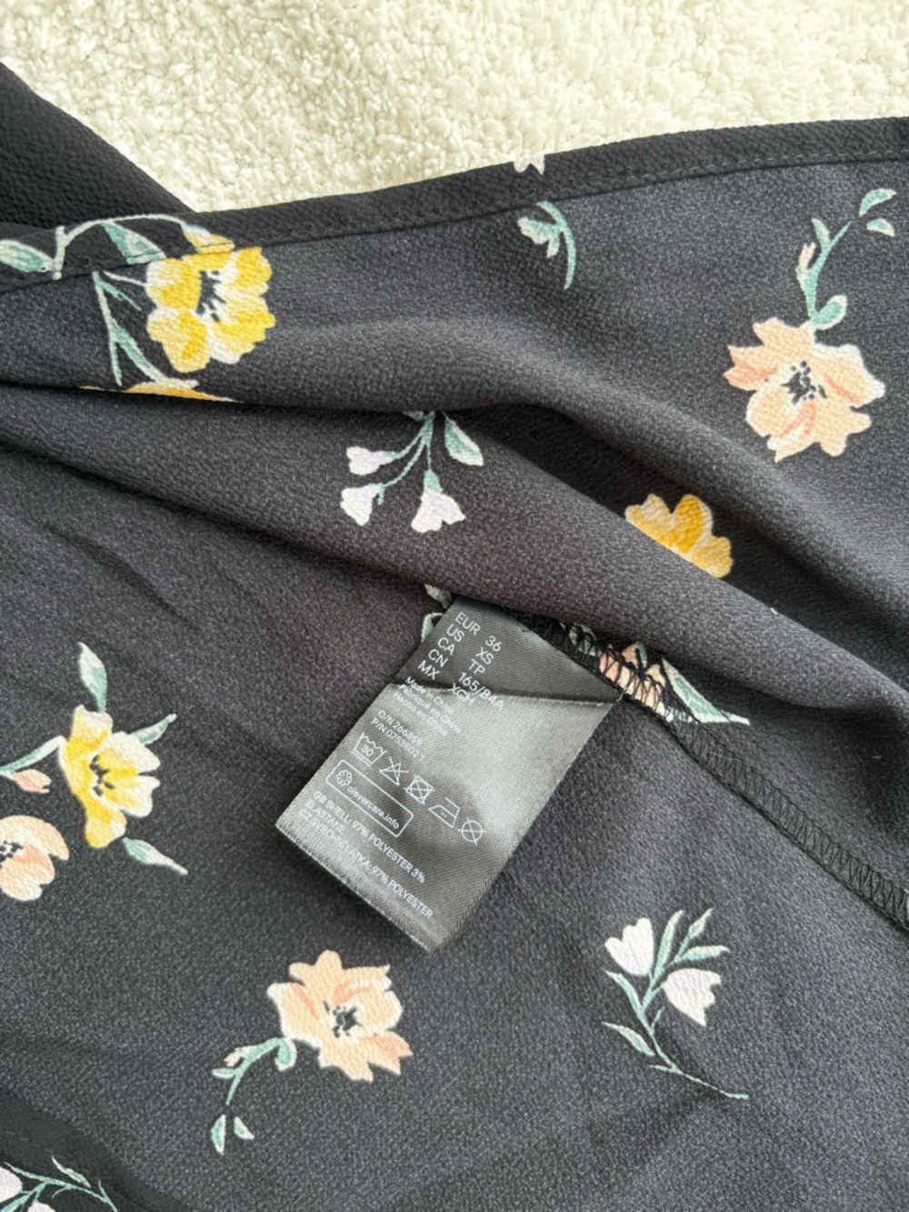 H&M Button Front Black Floral Midi Dress - Picture 6 of 9
